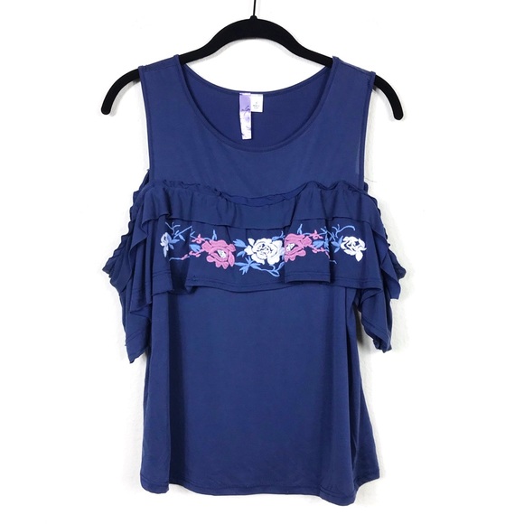 Francesca's Collections Tops - Francesca's Alya Embroidered Cold Shoulder Top S